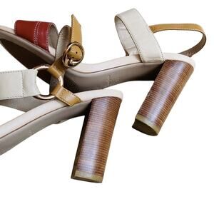 Modpa Tofa Shoes High Heel Sandals Tan Cream Leather Strappy Elegant EU size 37